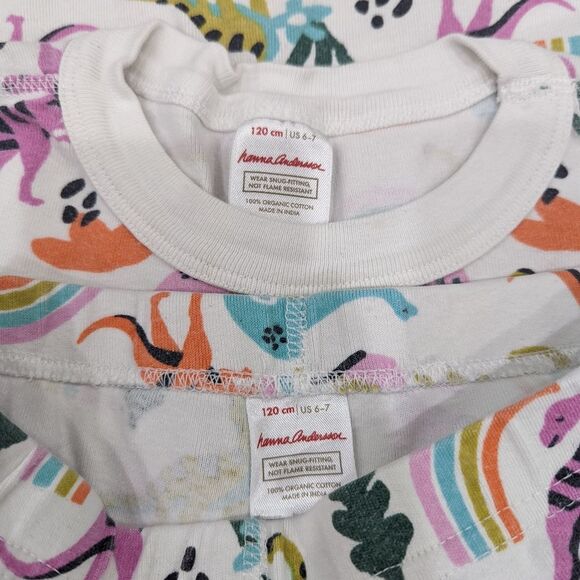 Hanna Andersson Rainbow Dino Dinosaurs Short John Organic Cotton Pajamas 120 6 7 - Picture 8 of 9